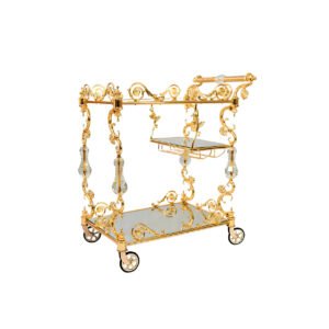 Wholesale Luxury Golden Hotel Trolley with Double Glass High Quality for Kitchen Dining Living Room Use