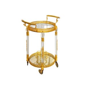 Wholesale Luxury Double Glass Hotel Trolley High Quality for Kitchen Dining Living Room Use Golden Color