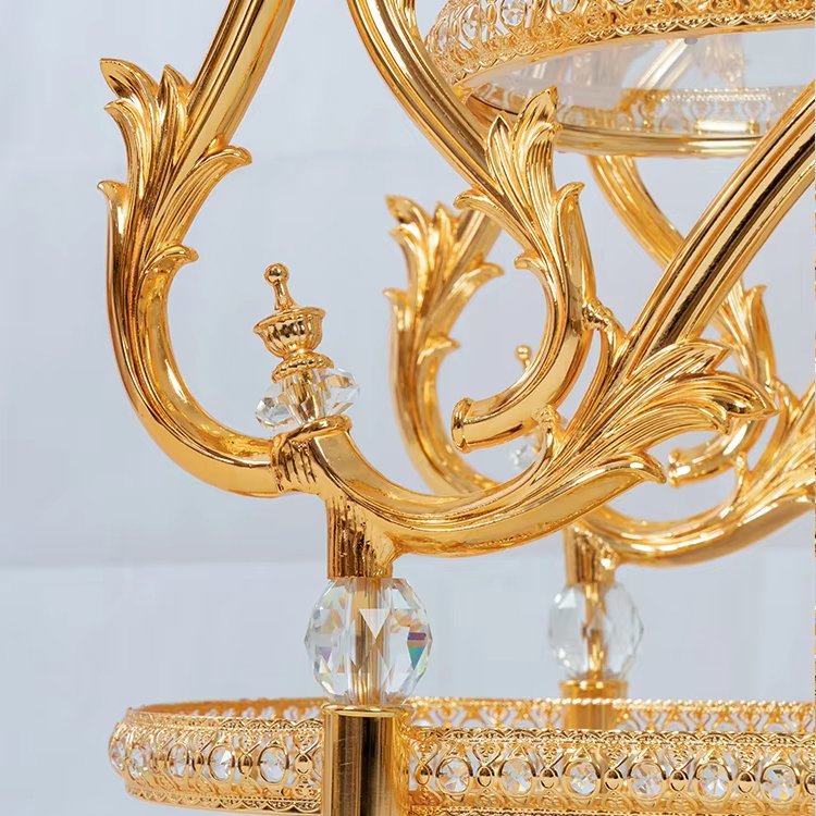 Wholesale Luxury Golden Double Glass Hotel Trolley High Quality for Kitchen Dining Living Room Use Modern Design for Wine Cellar - Image 3