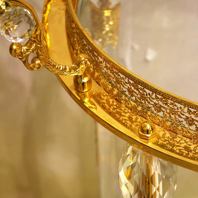 Wholesale Luxury Double Glass Hotel Trolley High Quality for Kitchen Dining Living Room Use Golden Color - Image 5