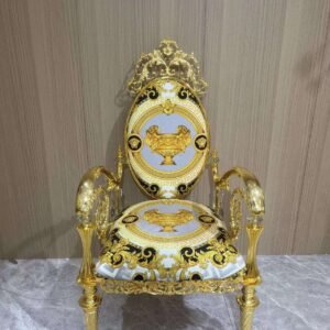 Modern Luxury Leather Arm Chair Exquisite Gold Metal Golden Copper Wedding & Dining Chair Antique Style for Bathroom Use