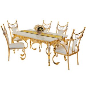Design Wholesale High Quality 6 Seater Table Luxury Gold Square Marble Dining Table