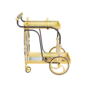 Wholesale Three-Tier Luxury Gold Acrylic Bar Cart Trolley Custom Design for Home Modern for Dining Living Room Hotel Kitchen Use