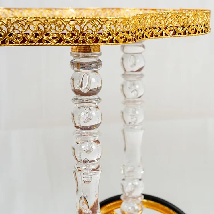 Custom Design Wholesale Gold Luxury Double Layer Acrylic Vintage bar Cart - Image 2