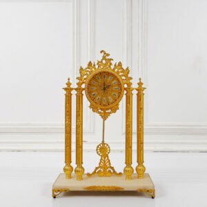 European Court Shabby Chic Desk Clock Creative Golden Brass Needle Projection Antique Style Electronic Movement Quartz Function