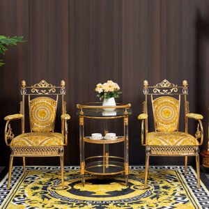 Wholesale Custom Modern High-End Elegant Dining Hotel Chairs Golden Upholstered