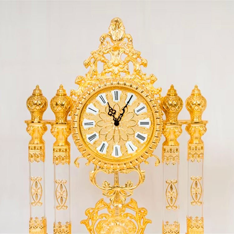 Antique Luxury Desk Clock with Copper Gold-Plated Crystal Quartz Needle Display Home Decoration Table Clock for Everyday Use - Image 3