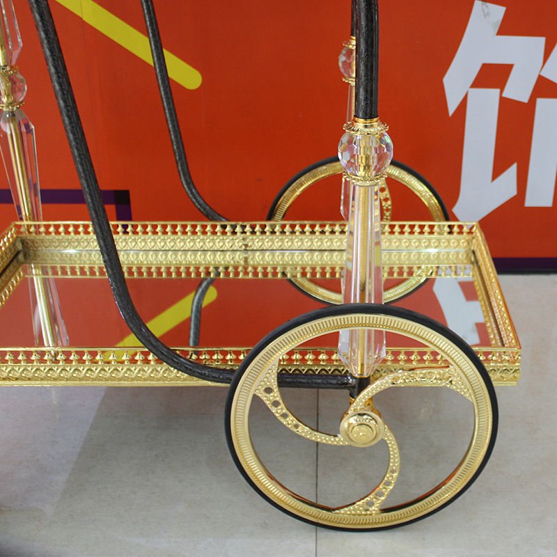 Wholesale Three-Tier Luxury Gold Acrylic Bar Cart Trolley Custom Design for Home Modern for Dining Living Room Hotel Kitchen Use - Image 4