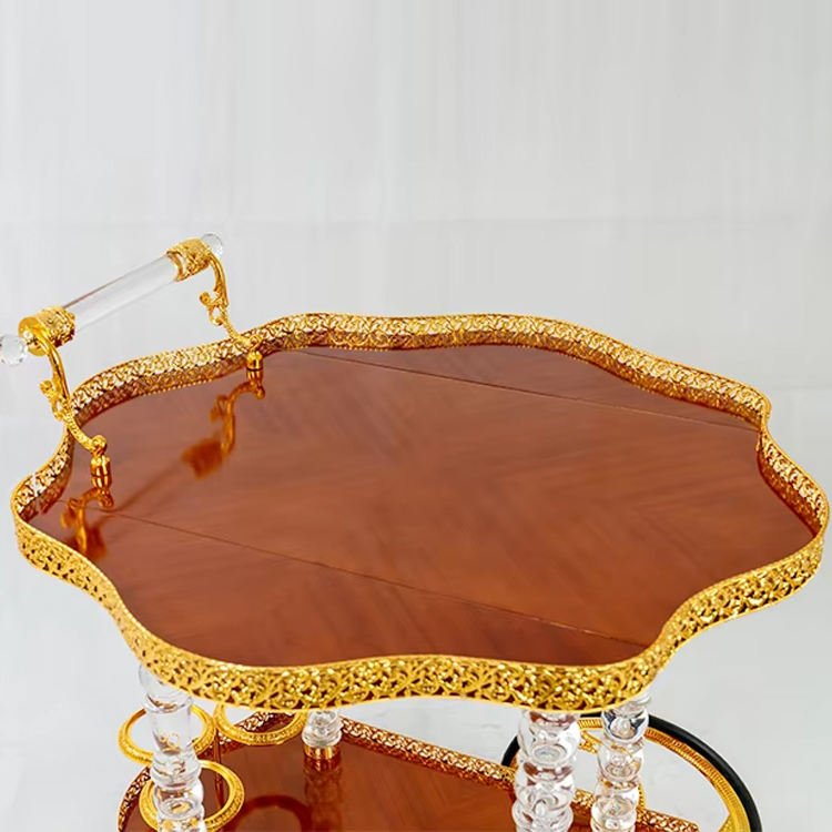 Custom Design Wholesale Gold Luxury Double Layer Acrylic Vintage bar Cart - Image 6