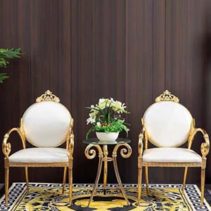 Italian Classic Style Modern Hotel Living Room Leisure Genuine Leather Home Office Golden Dining Chair Home Furniture Home Bar