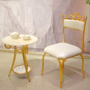 Modern Stylish Simple Leather Dining Chair with High Golden Sponge for Wedding Hotel Living Room Hall or Park Leisure Use