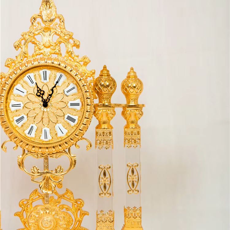 Antique Luxury Desk Clock with Copper Gold-Plated Crystal Quartz Needle Display Home Decoration Table Clock for Everyday Use - Image 5