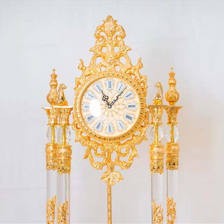 Antique Style Golden Copper Luxury Vintage Grandfather Clock Home Decor Standing Floor Clocks - Image 5