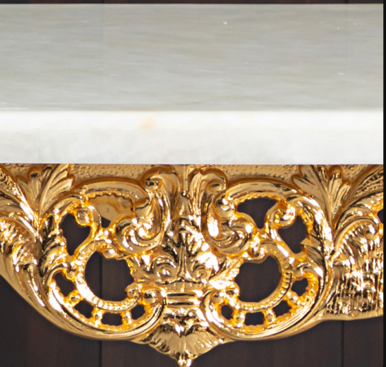 European Luxury Modern Dining Table Set Golden Copper Marble with 6 Chairs Home Furniture - Image 3