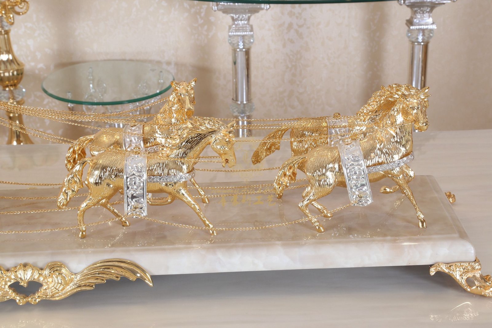 Medieval Luxury Style Gilded Bronze Carriage Watch Clock With Marble Base, Antique Brass Gold Carriage Clock - Image 5
