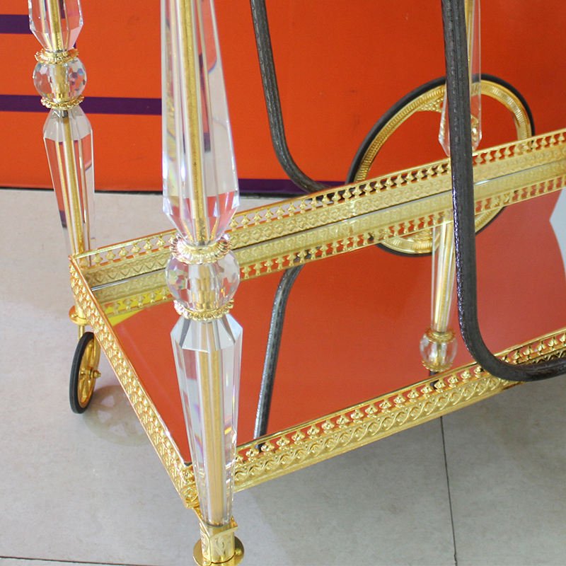 Wholesale Three-Tier Luxury Gold Acrylic Bar Cart Trolley Custom Design for Home Modern for Dining Living Room Hotel Kitchen Use - Image 5