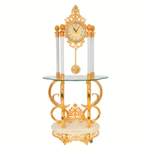 Luxury Golden Grandfather Floor Clock Broken Brick Column for Living Room Hotel Villa with Pendulum