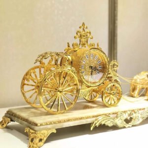 Luxury Medieval Style Golden Elephant Table Clock Marble Base Antique Golden Desk&Table Clock