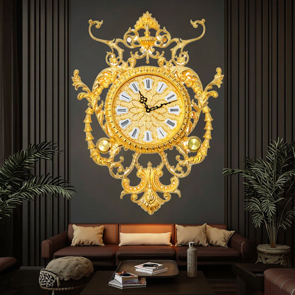 European Design Wall Clock Luxury Decoration Wall Clocks Handmade Golden Antique Style Wall Clock - Image 4