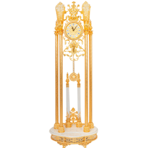 Golden Standing Floor Clocks Vintage Antique Classic Royal Art Floor Stand Grandfather Clock