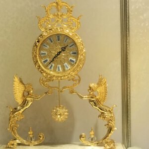 European Luxury Style Table Clock Home Decoration Angel Desk&Table Clock Golden Crystal Table Clock