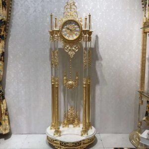 Gold Vintage Floor Clock Luxury Antique Style Floor ClockMetal Floor Standing Grandfather Clock