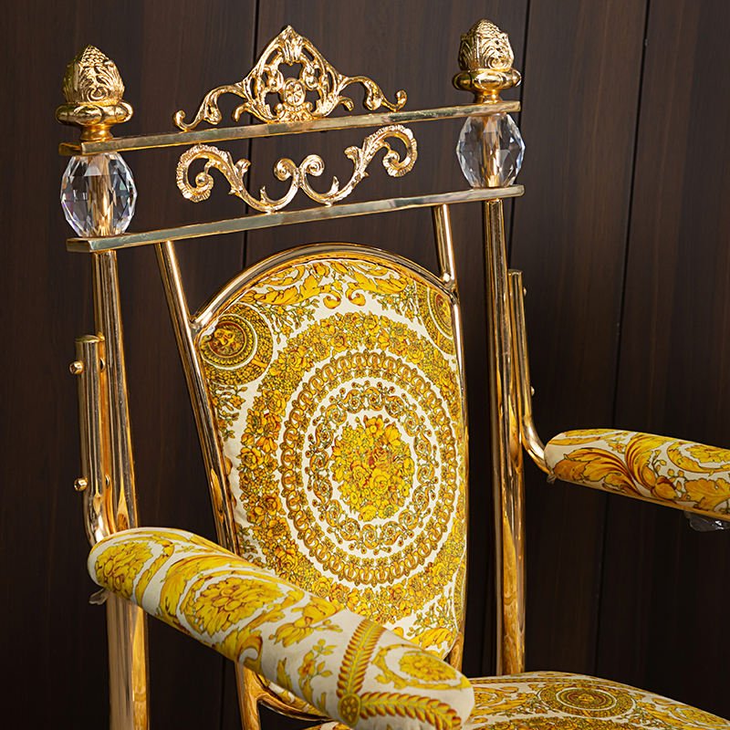 Wholesale Custom Modern High-End Elegant Dining Hotel Chairs Golden Upholstered - Image 2