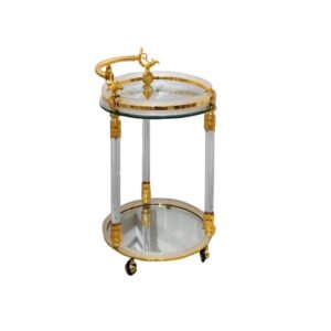 Luxury Hotel Dining Carts Custom Golden Restaurant Wine Trolley Modern Style for Home Kitchen Use