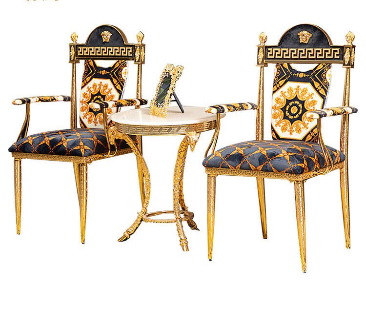 Design Wholesale High Quality Luxury Gold Metal Tall Chair for Restaurant Dining - Image 3