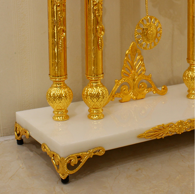 European Court Shabby Chic Desk Clock Creative Golden Brass Needle Projection Antique Style Electronic Movement Quartz Function - Image 2