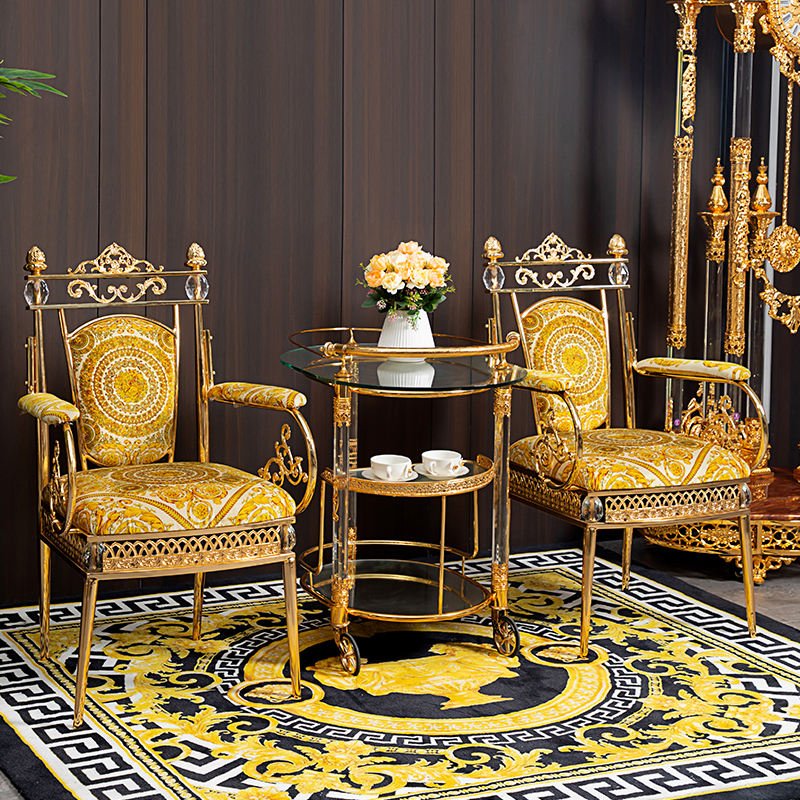 Wholesale Custom Modern High-End Elegant Dining Hotel Chairs Golden Upholstered - Image 5