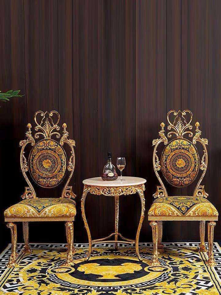 European Palace Luxury Home Wedding Hotel Dining Chair Gold-plated Copper a Set of Leisure Chair - Image 2