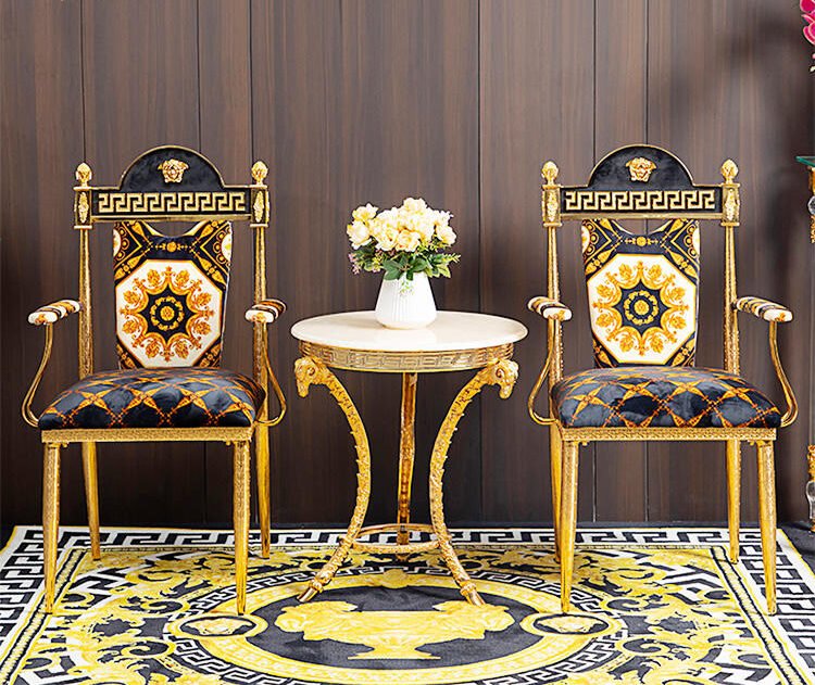 Design Wholesale High Quality Luxury Gold Metal Tall Chair for Restaurant Dining