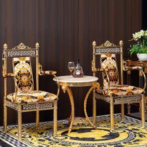 European Classic Luxury Style Living Room Chair Soft Bag Golden Leisure Chair Dining Chair