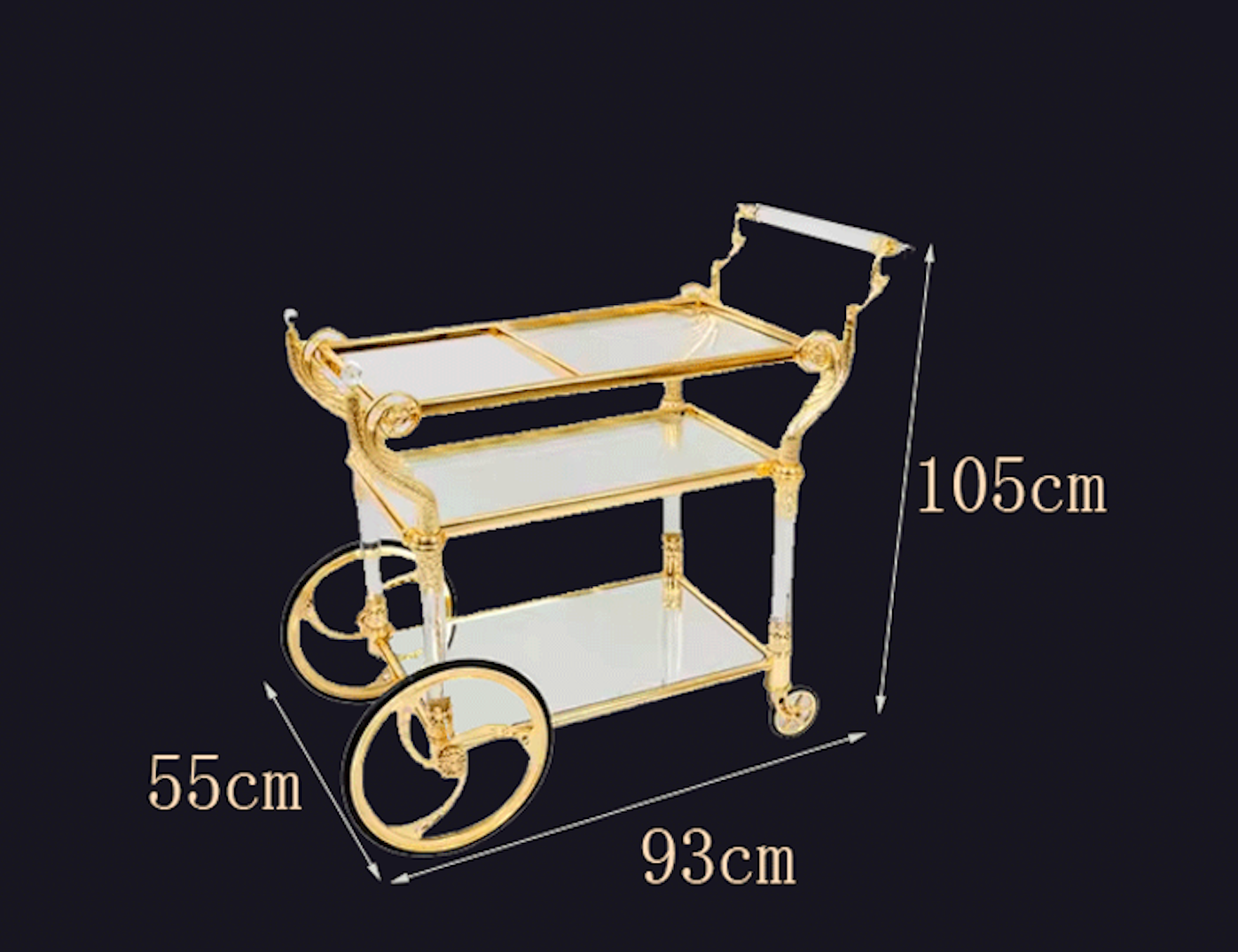 Medieval Vintage Dining Cart Hotel Bar Family Dining Service Cart Gold Copper Trolley - Image 5