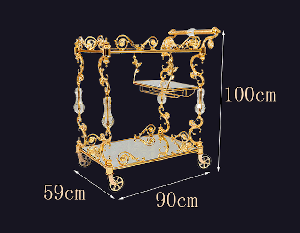 Wholesale Luxury Golden Hotel Trolley with Double Glass High Quality for Kitchen Dining Living Room Use - Image 6