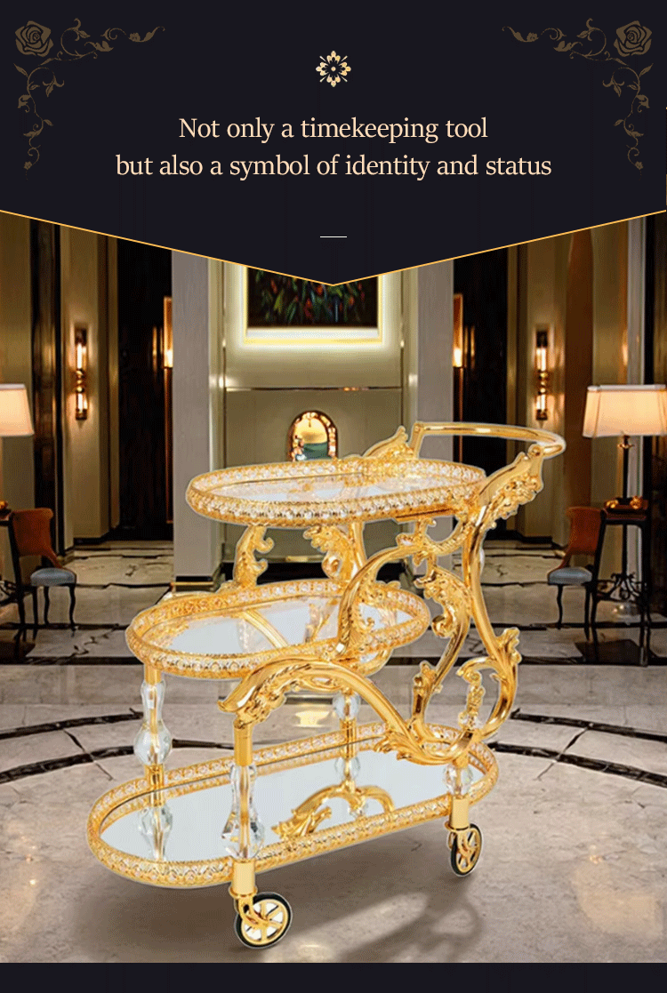 Wholesale Luxury Golden Double Glass Hotel Trolley High Quality for Kitchen Dining Living Room Use Modern Design for Wine Cellar - Image 6