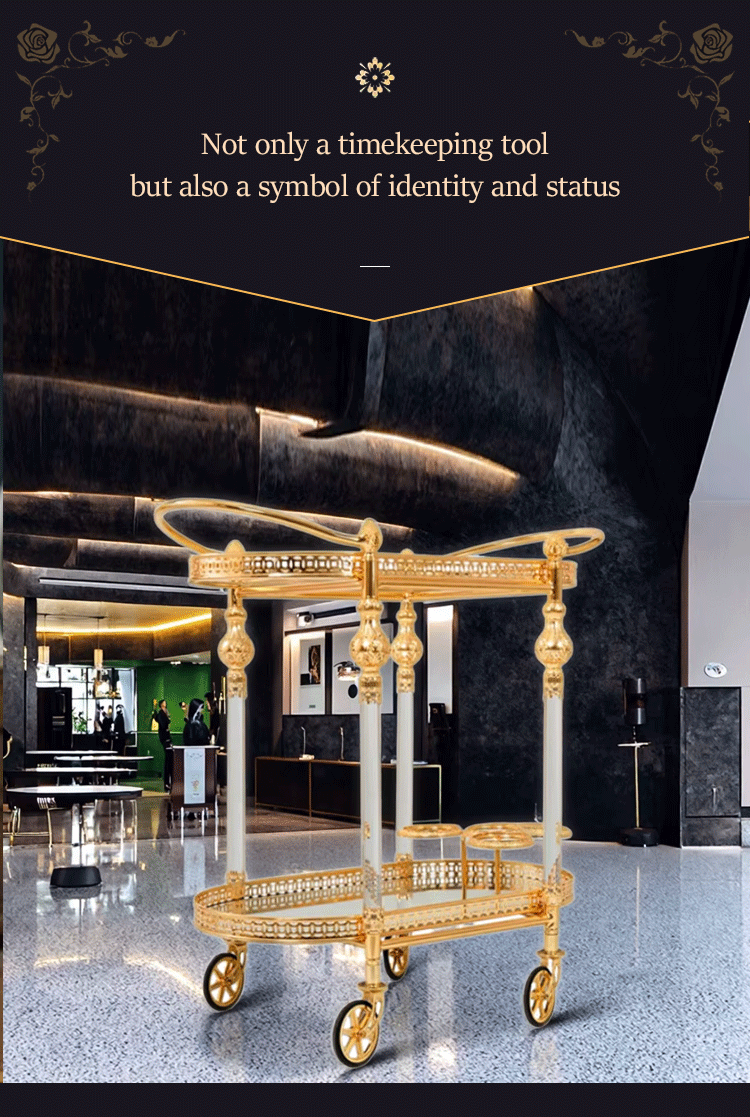 Wholesale Luxury Golden Double Glass Hotel Trolley High Quality for Home Bar Supermarket Outdoor Use Kitchen Dining Living Room - Image 5